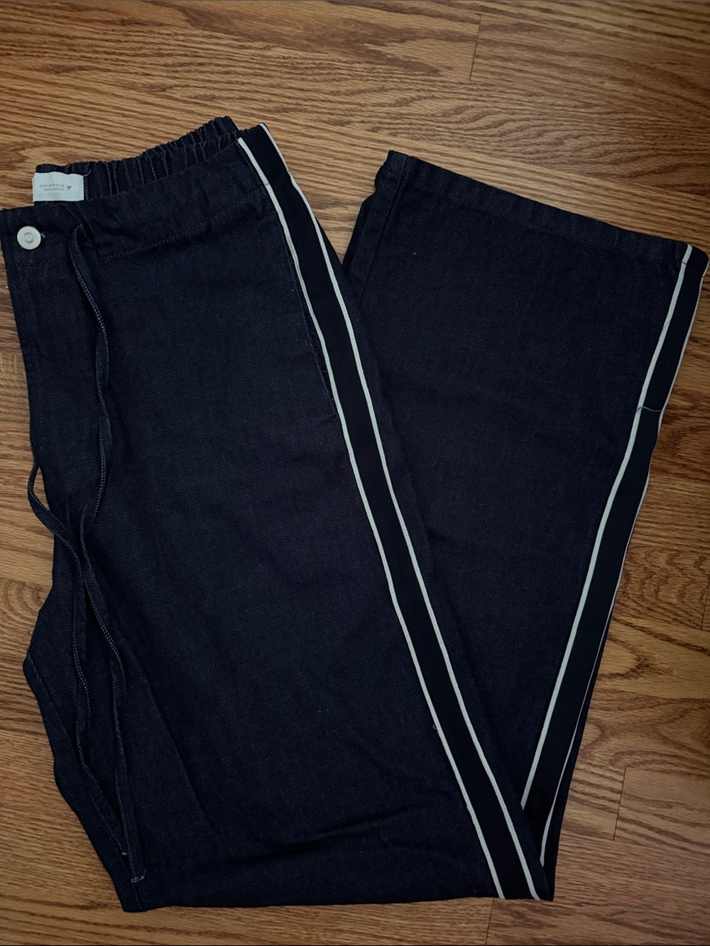 Zara Track-Style Denim with Contrast Side Stripe